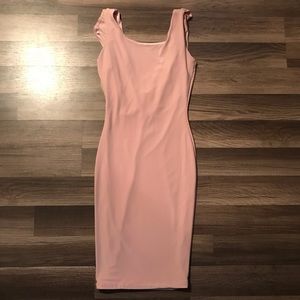 Blush pink open back bodycon dress, size small EUC